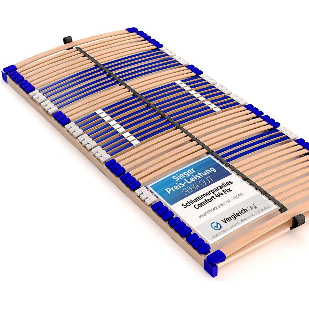 Stabiler Lattenrost 100% Lattenrahmen - nicht verstellbar Schwarz buche 90x200cm starr - SCHULTERFRASUNG 7 Zonen