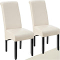 2er Set Stuehle Creme Kunstleder Stuhl mit hoher Rueckenlehne ergonomische Form