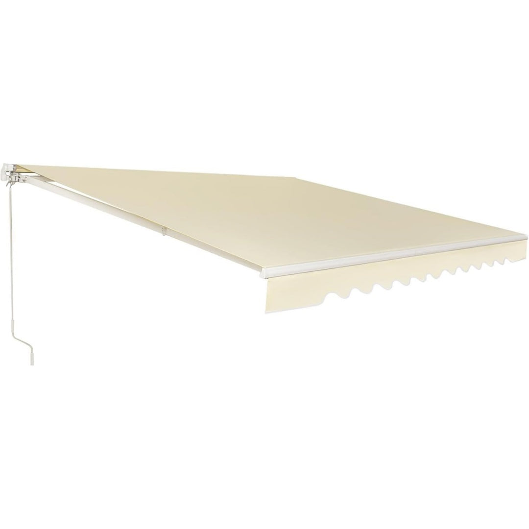 Markise mit Kurbel Beige 300 x 250 cm Gelenkarmmarkise Sonnenschutz Balkonmarkise Sonnenmarkise 5-35 Winkel einstellbar