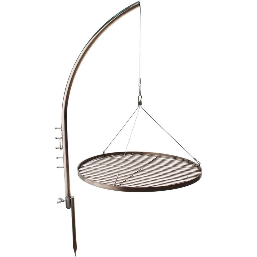 Schwenkgrill 55cm MURCIA Erdspiess hoehenverstellbar Grillrost Seilzug verstellbar edelstahl Grillgalgen mobiler Garten Schwenkgrill