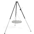 Dreibein Schwenkgrill hoehenverstellbar mit Kurbel inkl. 70 cm Grillrost Tragetasche stabiles Grillgestell fuer Camping edelstahl Garten Lagerfeuer