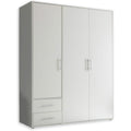 Kleiderschrank Schrank Drehtuerenschrank 3-tuerig Schlafzimmer (B/H/T) Weiss 155 x 195 x 60 cm grosszuegiger Stauraum fuer Kleidung