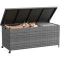 Gartenbox Wasserdicht mit Rollen Grau Aufbewahrungsbox Garten Auflagenbox Wetterfest
