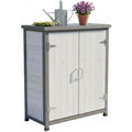 Geraeteschrank Gartenschrank mit Einlegeboden Massives Fichtenholz Weiss holz 75x40x90 cm wetterfest silberfarbene Beschlaege