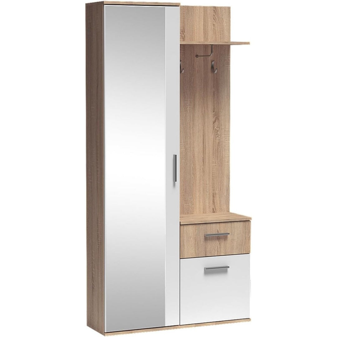 Garderobenschrank Flur mit Spiegel - Garderobe Schrank - Flurgarderobe schmal - Garderobe Flur Moebel Set - Flurschrank hoch - Luxor - R/L