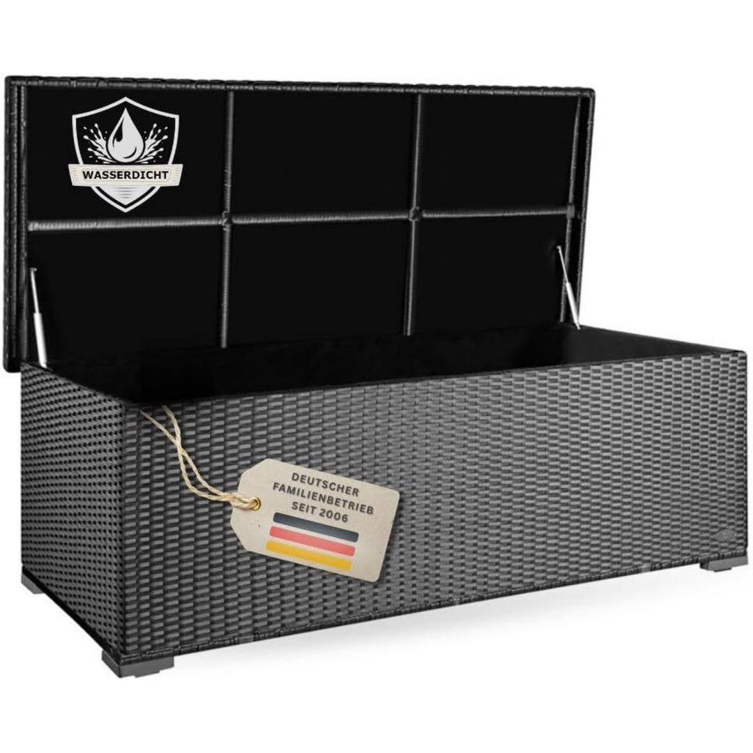 Auflagenbox wasserdicht Silber polyrattan Gartenbox Aufbewahrungsbox Garten