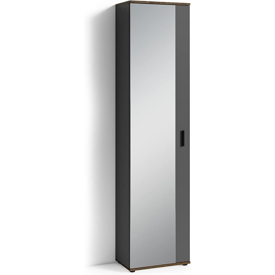 Spiegelschrank Schwarz anthrazit Eintueriger Hochschrank mit Spiegeltuer Griffe