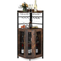 Weinschrank Eckschrank Industrial Schwarz 46 x 46 x 130 cm Barschrank mit Glashalter Weinbarschrank mit verstellbarem Regal