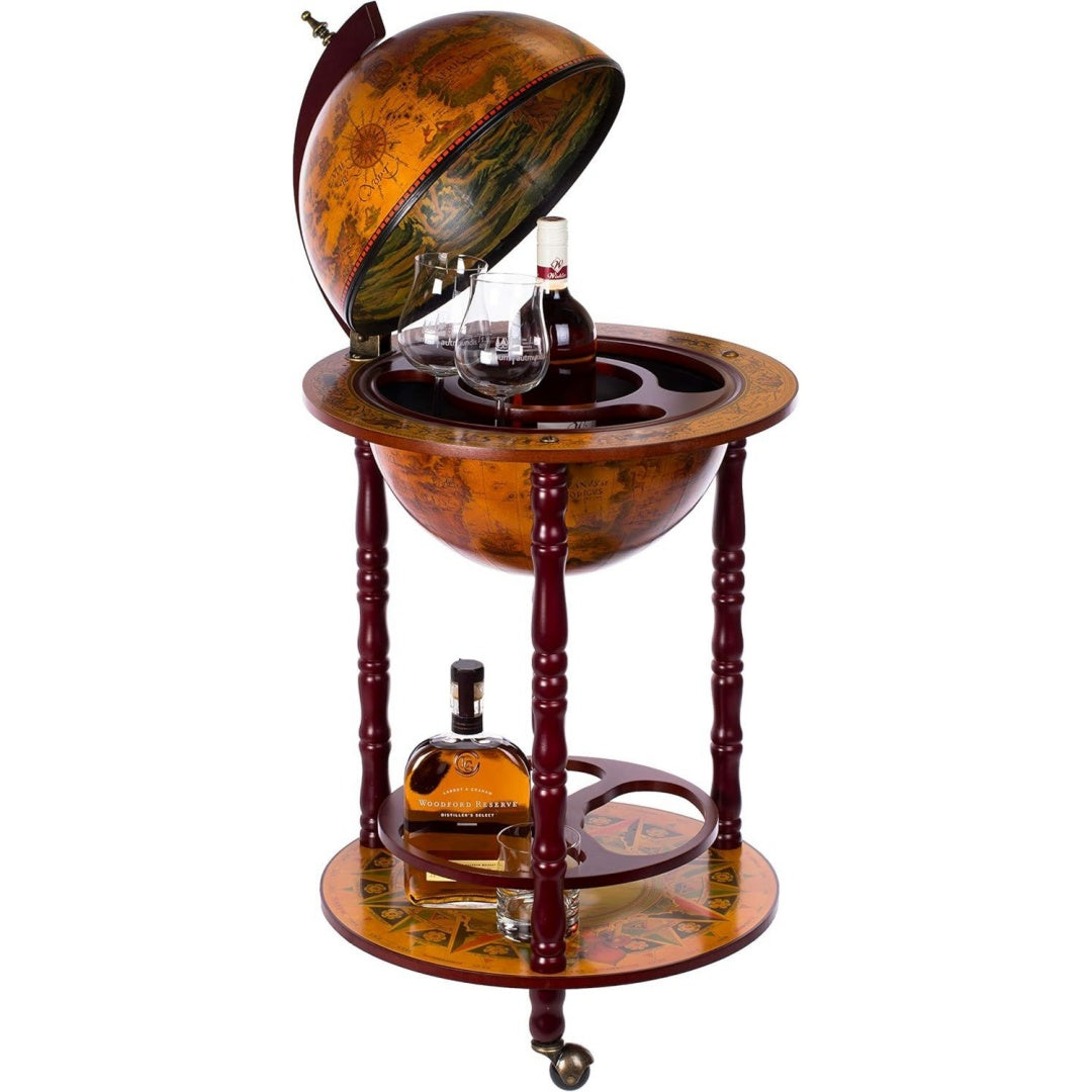Barwagen 36001 mit massiven Eukalyptusholz Saeulen geoeffnet 103 cm hoch und 47 cm breit