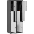 Umkleideschrank Metall 4 Faecher Personalschrank Kleiderspind 185x80x45 cm Spindschrank abschliessbar 4 L-foermige Faecher mit Kleiderstange