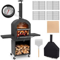 Outdoor Pizzaofen Rot holzbefeuerter Pizzabackofen mit Raedern Abdeckung