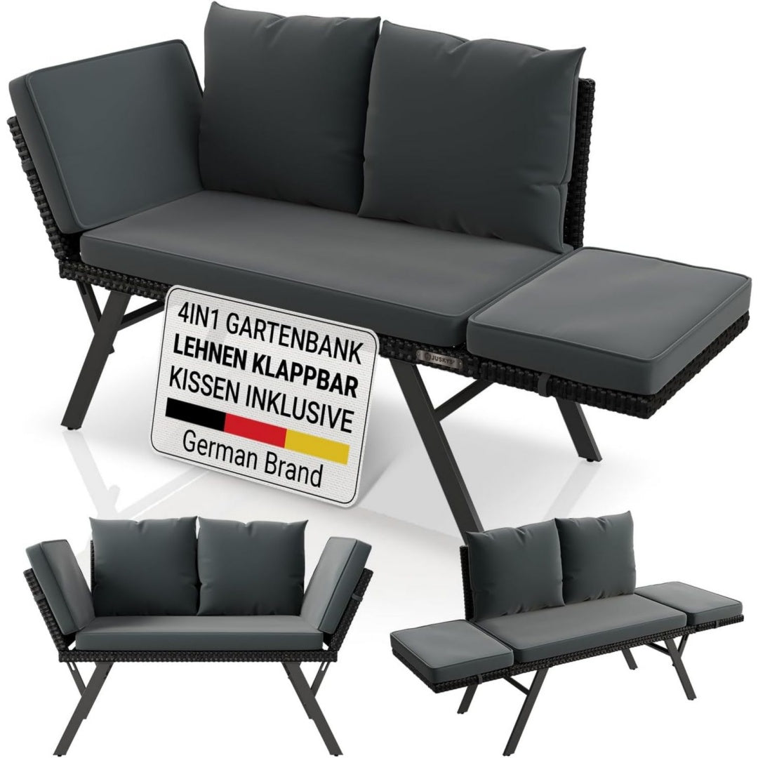Gartenbank Calvia bis zu 3 Personen Sitzen oder liegen im Freien klappbare Multifunktionsbank Sonnenliege Gartensofa Outdoor wetterfest bis 240 kg