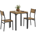 3-teilige Essgruppe mit 2 Stuehlen 4 cm Tischplatte Rustikal- Esstisch Braun Sitzgruppe Kuechentisch mit Metallgestell