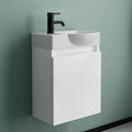Waschtisch mit Unterschrank haengend 45 cm Gaeste WC Waschbecken mit Unterschrank wandhaengend Keramik Weiss MDF Soft-Close Tuer