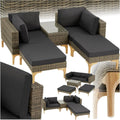 Outdoor Lounge natur rattan 5-teiliges Gartenmoebel Sofa Set mit Aluminium Gestell frei kombinierbar