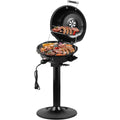 Elektrogrill Standgrill mit Deckel und Standfuss Regulierbare Temperatur und Fettauffangschale Elektrischer Barbecue-Grill fuer Aussennutzung