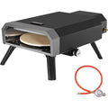 Gas Pizzaofen Kompakt Pizzagrill inkl. o 30 cm Pizzastein 4 kW Gasofen mit Gasschlauch Regler Backofen mit Klappbeinen fuer Outdoor
