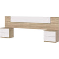 Weiss eiche 247 x 50 x 38 cm modernes Kopfteil mit 2 Nachttischen Schlafzimmer-Set fuer Doppelbett in Artik Kanadischer viel Stauraum