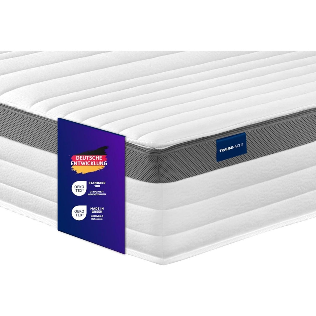 Premium 7-Zonen 500er Tonnentaschenfederkernmatratze 90 x 200 cm Haertegrad 4 (H4) Oko-Tex Zertifiziert