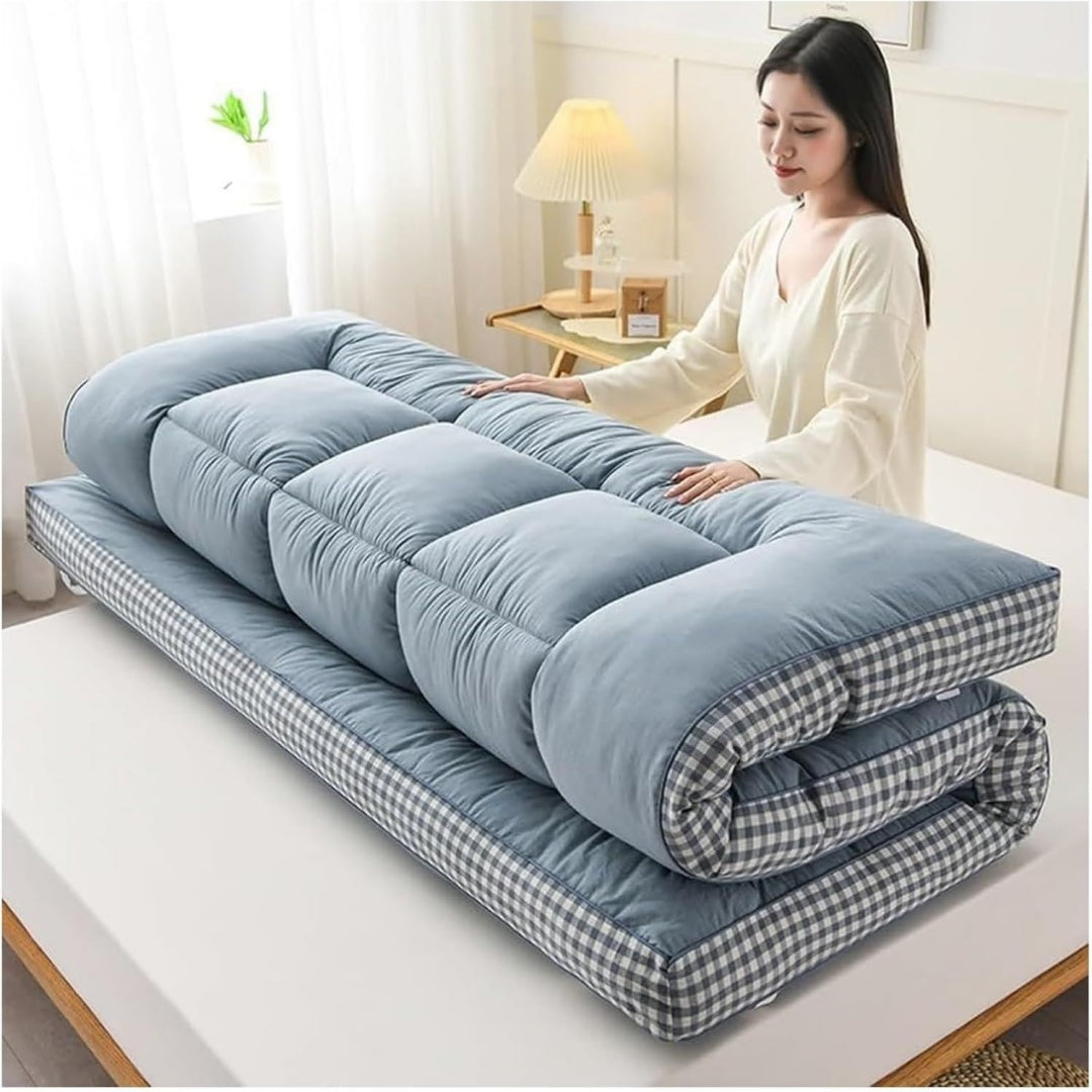 Extra dicke japanische Futon-Matratze Blau 180 x 200 cm faltbares Bodenbett fuer Camping Matte