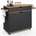 Kuechenwagen COSY XXL Schrank mit schwarzer Schublade und Buchenholzplatten B.90 CM Schwarz