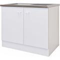 Spuelenunterschrank 100 cm mit Edelstahlspuele Weiss