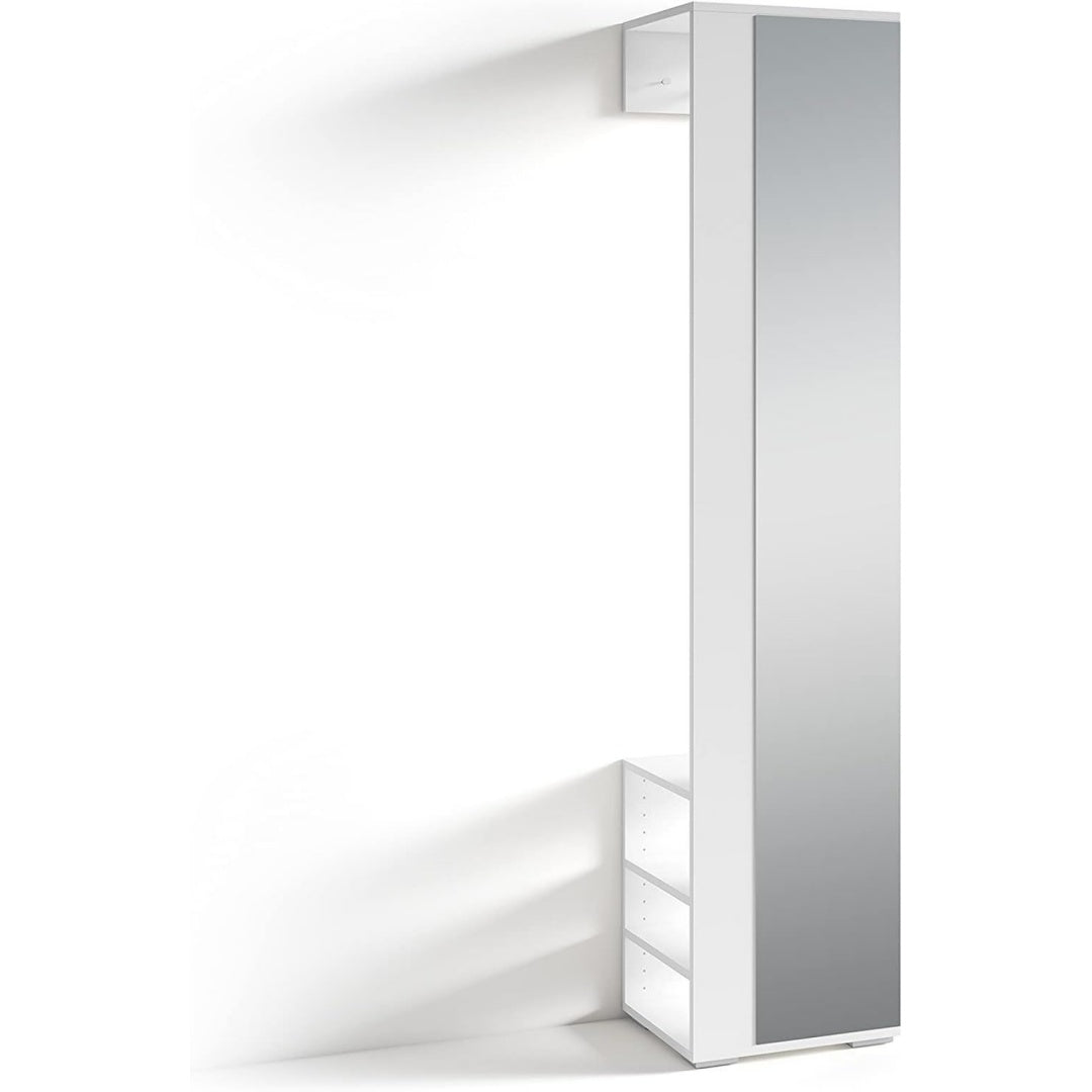 Flurgarderobe Weiss matt Spiegel Kleiderstange Ablage