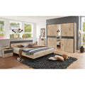 Schlafzimmer Komplett Set 5-teilig eiche 180x200 cm Bett 2X Nachtschrank