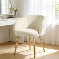 Schminktisch Stuhl aus Samt Beige Schminkstuhl Modern Polsterstuhl mit Metallbeinen Relaxsessel