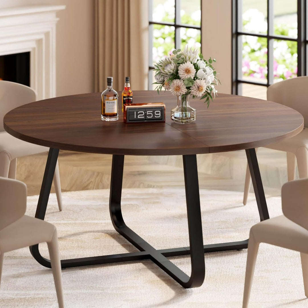 Runder Esstisch Grau holz 130 cm fuer 46 Personen Runder Esstisch Esszimmertisch Modern fuer Esszimmer und Kueche