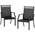 XXL Gartenstuehle Set 2er Extra Breite Sitzflaeche Terrassenstuehle mit Armlehne Atmungsaktiv Schnelltrocknend Textilene Outdoor-Stuehle Stabil
