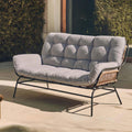 2er-Sofa Stoff - Grau rattan Polster Gartensofa Gartenbank