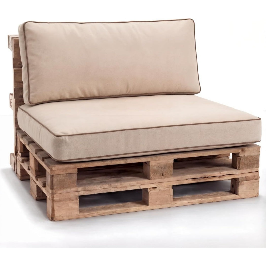 Palettenkissen Set fuer Gartenmoebel Sitz- und Rueckenkissen fuer Europaletten Creme 120x80 Outdoor Auflagen fuer Palettensofa Lounge PWK ( Set