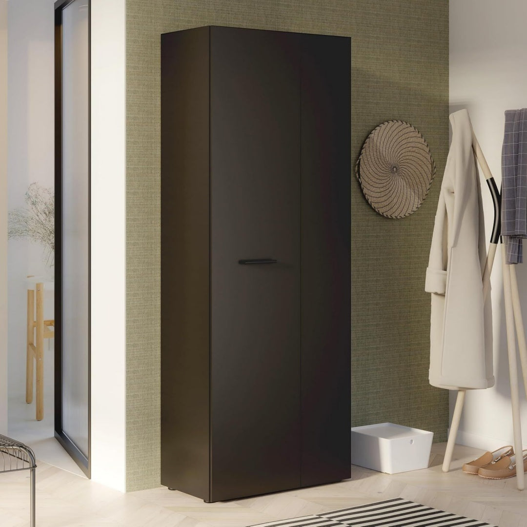 Schrank 70 180 Schwarz Mehrzweckschrank Staubsaugerschrank