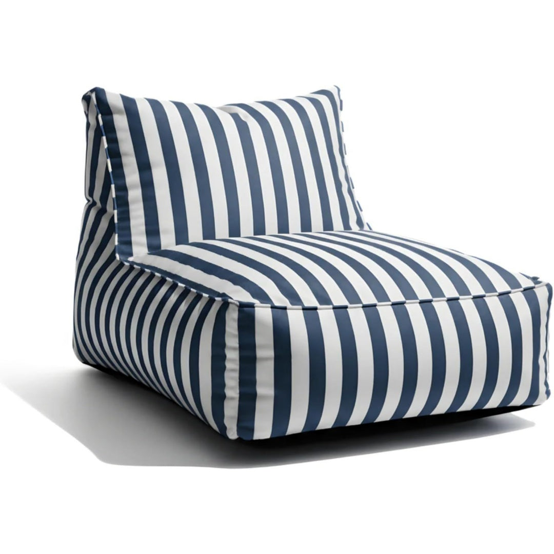 Sitzsack Erwachsene XXL - Outdoor Sitzkissen Wetterfest - im Streifen-Design - bequemer Loungesessel fuer Terrasse Blau 72x102x65cm Balkon Garten