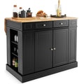 Kuecheninsel mit erweiterbarer Arbeitsplatte Schwarz holz 120 x 91 x 92 cm Kuechenschrank mit Schubladen Seitenregalen und 2 Ebenen Staufach